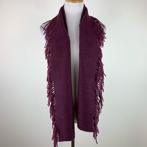 J. Jill Plum Two Tone Wool & Cashmere Fringe Scarf